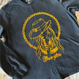Wrangler Black Long-Sleeve with Gold Graphic